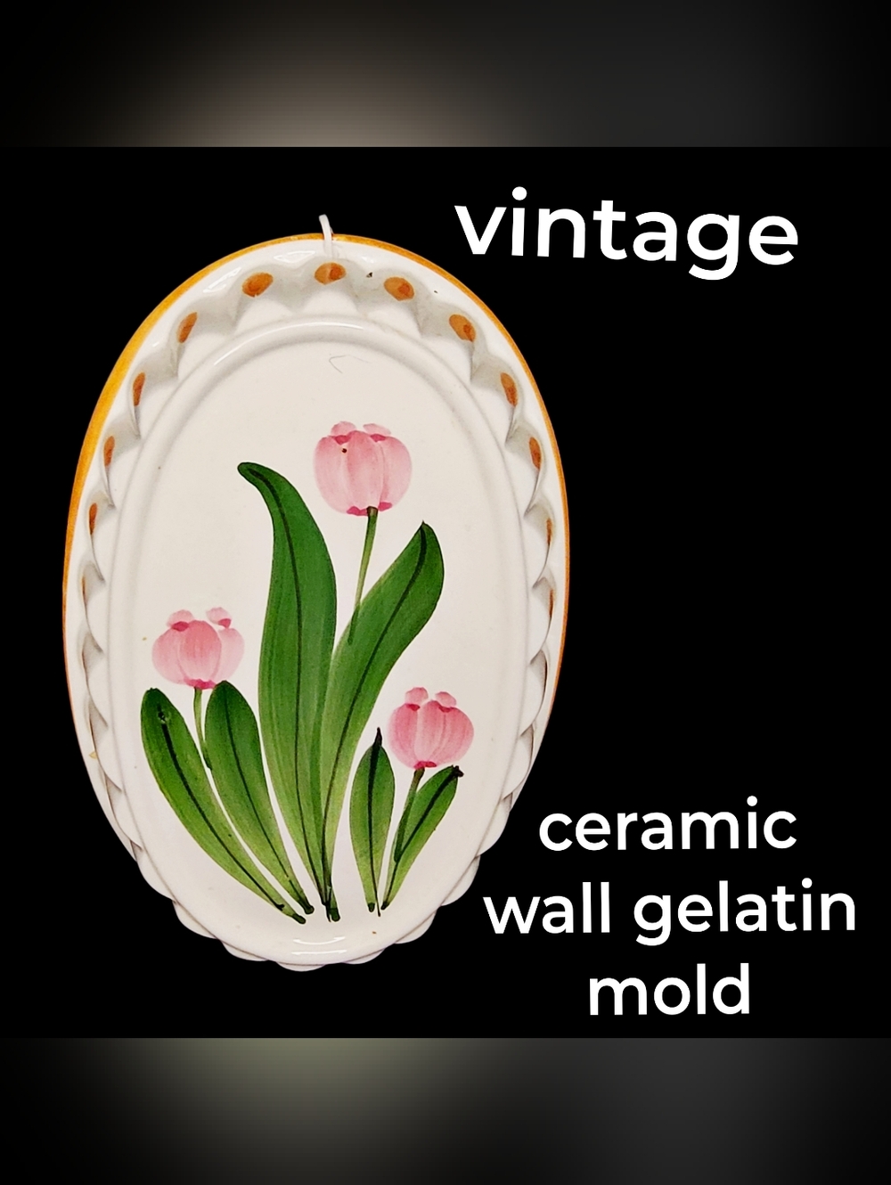 Vintage Pink Tulip Ceramic Gelatin Mold Wall Art